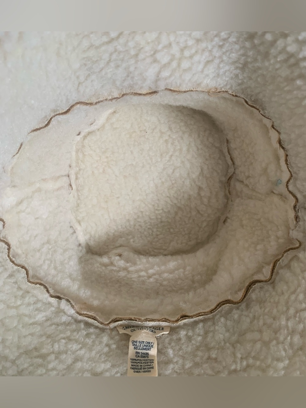 Vintage AE Tan Faux-Suede Bucket Hat with Cream Trim - Picture 6 of 9